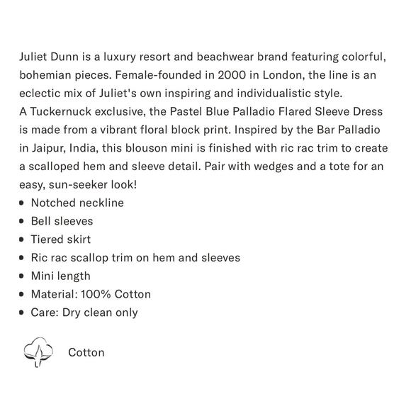 Juliet Dunn Exclusive Pastel Blue Palladio Flared Sleeve Dress NWT Small - Picture 7 of 9